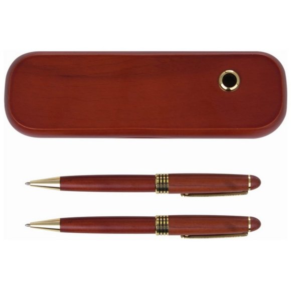 Rosewood Pen and Pencil Set with matching wooden box - Stationery Gift - Picture 4 of 5